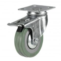 Light Duty Institutional Top Plate Brake Castor With Grey Rubber Wheel