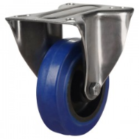 Stainless Steel Castor Top Plate Fixed Blue Rubber Wheel