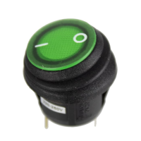 Waterproof Round Rocker Switch IP67 Illumination, SPDT, On-Off, 220V - Green
