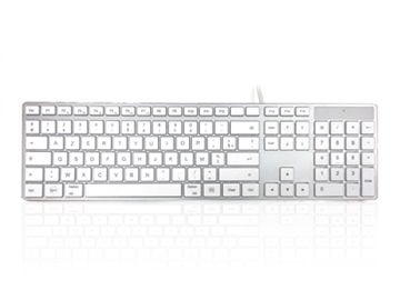 USB Wired Full Size Apple Mac Multimedia Keyboard with White Square Tactile Keys and Silver Case - FRENCH Keyboard Layout