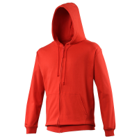 Bespoke Promotional Fruit Of The Loom Ladies Red Zip Front Hooded Sweatshirts For Shinty