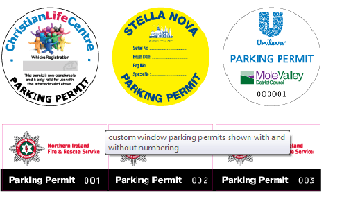 Parking permit window stickers 