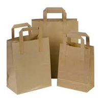 Brown Kraft Paper SOS Block Bottom Carrier Bags - Paper Tape Handle