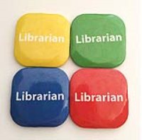 32mm Square Button Badge - Librarian