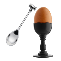 Alessi Dressed Plastic Egg Cup with Spoon - Black