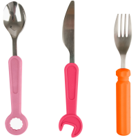 JIP Eating Tools Cutlery Set - pinks and orange