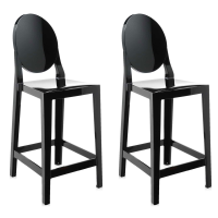 Kartell One More Bar Stools (Oval Backrest) (Set of 2) - 65cm seat - black