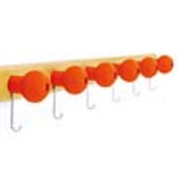 Magis Globo Coat Hooks On A Rounded Wooden Rail - orange 1660 C