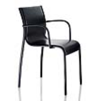 Magis Paso Doble Armchair (Stacking) - Black leather seat - Black frame
