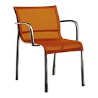 Magis Paso Doble Armchair (Stacking) - Orange fabric seat - Polished frame