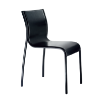 Magis Paso Doble Chair (Stacking) - Black leather seat - Black frame