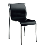 Magis Paso Doble Chair (Stacking) - Black leather seat - Polished frame