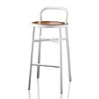 Magis Pipe Bar Stool (Beech Seat) (Indoor Use) - Seat Height 77 cm/White frame / Light beech seat