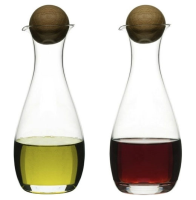 Sagaform Set of Two Oil & Vinegar Bottles With Oak Stoppers - -