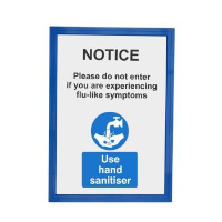 Plastic sign frames with adhesive fixings and coversheet