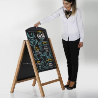 Wooden Chalkboard pavement sign with slot-in blackboard panels