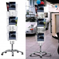 Brochure stand 3-sided with castors