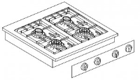 Giorik LPG6840D "Drop In" 4 burner gas boiling hob