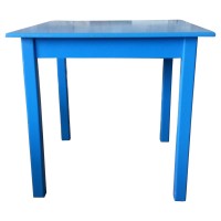 Blue Four Leg Dining Table 80Cm Square