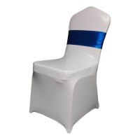 Blue Spandex Banqueting Chair Decorative Ribbons