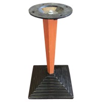 Cast Iron Step Square Base With Wood Column Dining Height