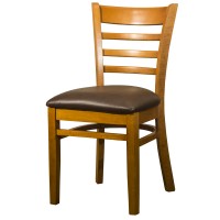 Dallas Cherry Side Chair With Dark Brown Faux Leather Seat
