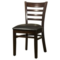 Dallas Walnut Side Chair With Black Faux Leather Seat