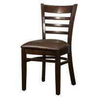 Dallas Walnut Side Chair With Dark Brown Faux Leather Seat