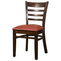 Dallas Walnut Side Chair With Red Faux Leather Seat