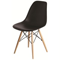 Designer Side Chair Black Seat Natural Leg