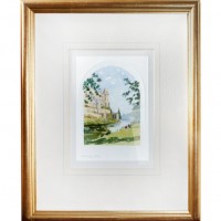 Gold Framed Warwick Castle Watercolor Look Pictures