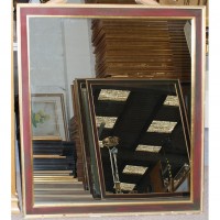 Large Red Green Framed Mirror