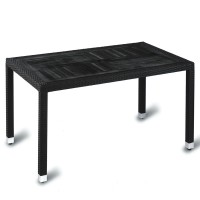 Outdoor Four Leg Black Weave Table 140Cm X 80Cm Rectangle