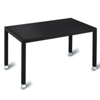 Outdoor Four Leg Black Weave Table 140Cm X 80Cm Square