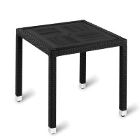 Outdoor Four Leg Black Weave Table 80Cm Square