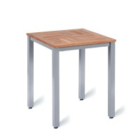 Outdoor Four Leg Table Aluminium Base & Teak Solid Wood Top 60Cm Square
