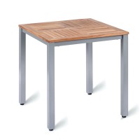 Outdoor Four Leg Table Aluminium Base & Teak Solid Wood Top 70Cm Square