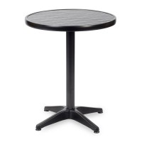 Outdoor Table Aluminium Base & Black Wood Effect Top