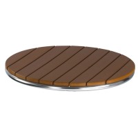 Outdoor Table Top Slatted Plastic Natural Top 70Cm Round