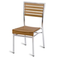 Paphos Outdoor Slatted Side Chair Teak Effect