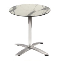 White Marble Table With Alu Flip Top Base Outdoor