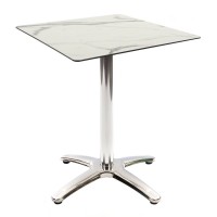 White Marble Table With Aluminium Base Outdoor 4274