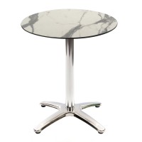 White Marble Table With Aluminium Base Outdoor