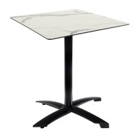 White Marble Table With Black Alu Flip Top Base Outdoor 4276