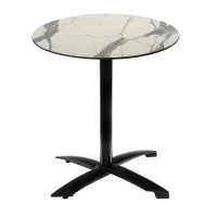 White Marble Table With Black Alu Flip Top Base Outdoor
