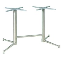 Zeus 4 Leg Twin Brushed Stainless Steel Dining Height Table Base