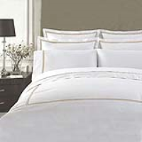 PIMA Cotton Sateen 750 thread Bed Linen with 2 row gold cord.