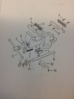 RECORD Mainscrew & Handle/Nut/Pin/Washer for No.23 record vice Ref: T23C