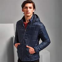 Box quilt hooded jacket