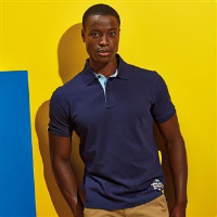 Cotton polo with Oxford fabric insert